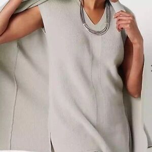 J. Jill Sweater Gray Wearever Sleeveless V Neck Ribbed Tank Pullover - Size MP
